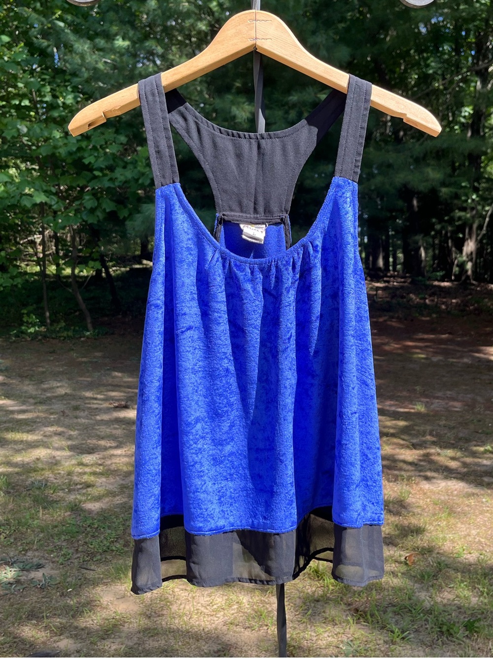 Y2K Mudd Blue Velvet Racerback Flowy Tank Top Size L Whimsigoth Witchy